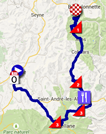 The map with the race route of the fifth stage of the Critérium du Dauphiné 2015 on Google Maps