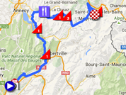 The map with the race route of the seventh stage of the Critérium du Dauphiné 2015 on Google Maps