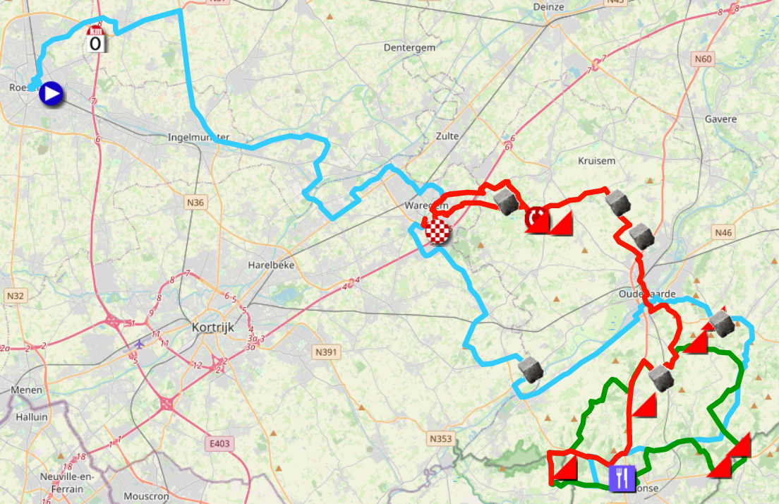 Téléchargez le parcours de Dwars door Vlaanderen/A travers la Flandre 2023 dans Google Earth
