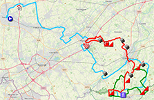 De kaart met het parcours van Dwars door Vlaanderen 2023 op Open Street Maps