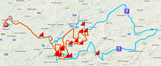 The map with the Grand Prix E3 Harelbeke 2016 race route on Google Maps