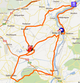 La carte du parcours de l'étape 1 de l'Etoile de Bessèges 2012 sur Google Maps