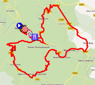 La carte du parcours de l'étape 3 de l'Etoile de Bessèges 2012 sur Google Maps