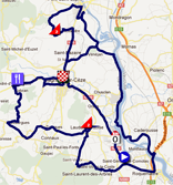 La carte du parcours de l'étape 4 de l'Etoile de Bessèges 2012 sur Google Maps