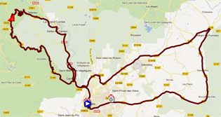 La carte du parcours de l'étape 5a de l'Etoile de Bessèges 2012 sur Google Maps