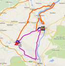 De kaart met het parcours van etappe 1 van de Etoile de Bessèges 2015 op Google Maps