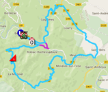 De kaart met het parcours van etappe 3 van de Etoile de Bessèges 2015 op Google Maps