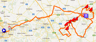 The map with the race route of the Flèche Wallonne 2012 on Google Maps