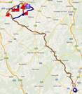 La carte avec le parcours de la Flèche Wallonne 2014 sur Google Maps