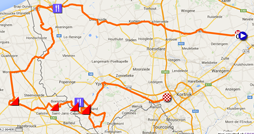 De kaart met het parcours van Gent-Wevelgem 2015 op Google Maps