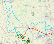 De kaart met het parkoers van Gent-Wevelgem 2023 op Open Street Maps