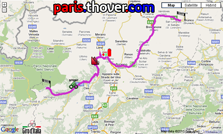 De kaart met het parcours van de zeventiende etappe van de Giro d'Italia 2010 op Google Maps