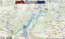 De kaart met het parcours van de achttiende etappe van de Giro d'Italia 2010 op Google Maps