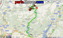 De kaart met het parcours van de negentiende etappe van de Giro d'Italia 2010 op Google Maps