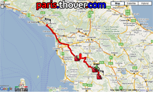 The route of the seventh stage of the Giro d'Italia 2010 on Google Maps