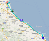 La carte du parcours de la douzième étape du Giro d'Italia 2011 sur Google Maps