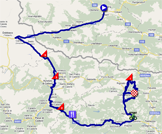 The map with the race route of the fourteenth stage of the Giro d'Italia 2011 on Google Maps