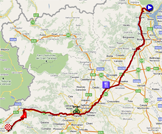 The map with the race route of the twenteenth stage of the Giro d'Italia 2011 on Google Maps