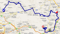 The map with the race route of the seventh stage of the Giro d'Italia 2011 on Google Maps