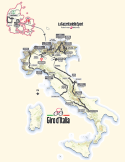 Kaart Giro d'Italia 2012