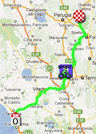 De kaart met het parcours van de tiende etappe van de Giro d'Italia 2012 op Google Maps