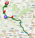 De kaart met het parcours van de negentiende etappe van de Giro d'Italia 2012 op Google Maps