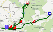 De kaart met het parcours van de twintigste etappe van de Giro d'Italia 2012 op Google Maps