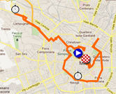The map with the race route of the twentyfirst stage of the Giro d'Italia 2012 on Google Maps