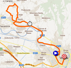 De kaart met het parcours van de vierde etappe van de Giro d'Italia 2012 op Google Maps