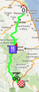 De kaart met het parcours van de zevende etappe van de Giro d'Italia 2012 op Google Maps