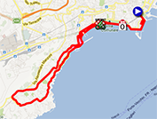 De kaart met het parcours van de eerste etappe van de Giro d'Italia 2013 op Google Maps