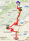 De kaart met het parcours van de twaalfde etappe van de Giro d'Italia 2013 op Google Maps
