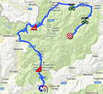 De kaart met het parcours van de negentiende etappe van de Giro d'Italia 2013 op Google Maps