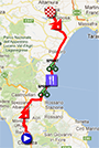 De kaart met het parcours van de vijfde etappe van de Giro d'Italia 2013 op Google Maps