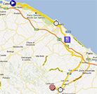 De kaart met het parcours van de achtste etappe van de Giro d'Italia 2013 op Google Maps
