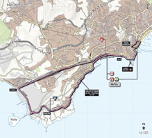 De kaart met het parcours van de 1ste etappe van de Giro d'Italia 2013