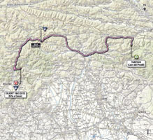 De kaart met het parcours van de 11de etappe van de Giro d'Italia 2013