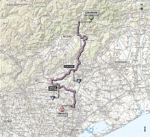 De kaart met het parcours van de 12de etappe van de Giro d'Italia 2013