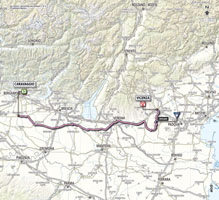 De kaart met het parcours van de 17de etappe van de Giro d'Italia 2013