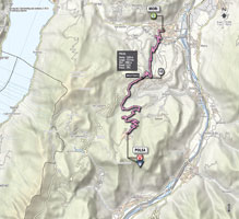De kaart met het parcours van de 18de etappe van de Giro d'Italia 2013