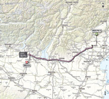 De kaart met het parcours van de 21ste etappe van de Giro d'Italia 2013