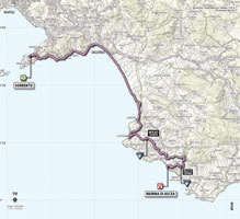 De kaart met het parcours van de 3de etappe van de Giro d'Italia 2013