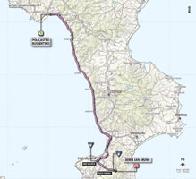 De kaart met het parcours van de 4de etappe van de Giro d'Italia 2013