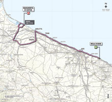 De kaart met het parcours van de 6de etappe van de Giro d'Italia 2013