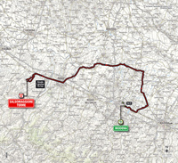 The map with the race route of the 10th stage of the Tour of Italy 2014