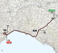 De kaart met het parcours van de 11de etappe van de Ronde van Italië 2014