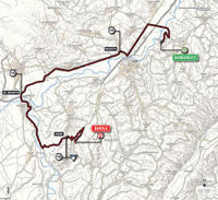 The map with the race route of the 12th stage of the Tour of Italy 2014