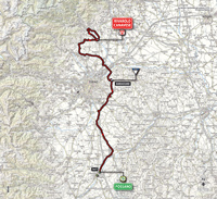The map with the race route of the 13th stage of the Tour of Italy 2014