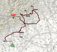 De kaart met het parcours van de 14de etappe van de Ronde van Italië 2014