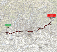 La carte du parcours de la 15ème étape du Tour d'Italie 2014